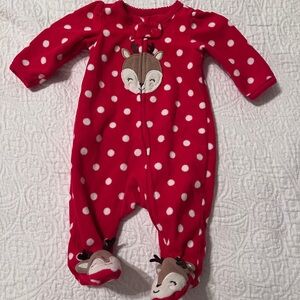 Carters christmas fleece zipper footed onsie